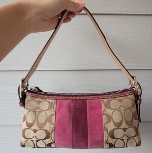 Coach Vintage Y2K Suede Monogram Baguette Shoulder Bag (no. 7039)